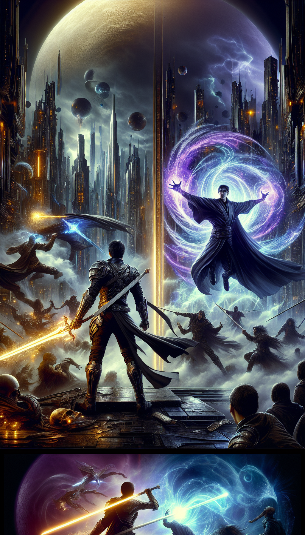 Cover for 'Die Schatten der Megastadt' in the 'Sword & Sorcery' category, themed 'Fantasy'.